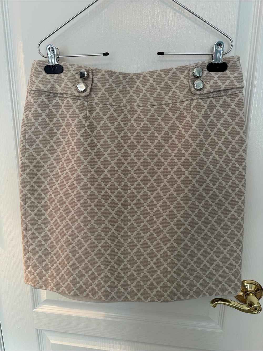 Banana Republic Geometric Diamond Jacquard Pencil Mini Skirt - Beige/Cream